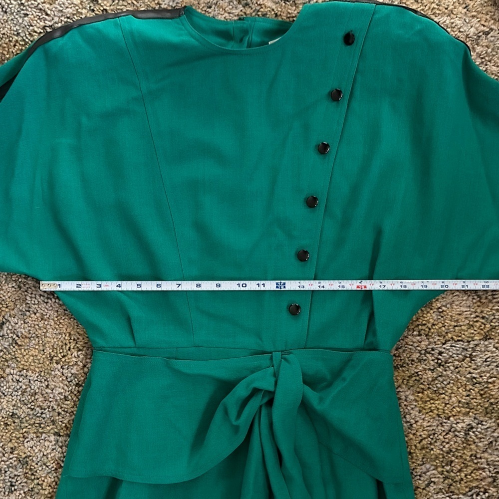 Vintage Mansfield London Green And Black Long Sleeve Dress US 14 UK 16 - Picture 8 of 9